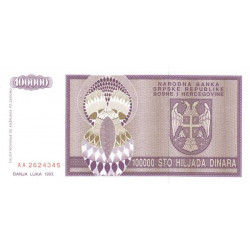 Bosnie-Herzégovine - Pick 141 - 100'000 dinara - Série AA - 1993 - Etat : NEUF