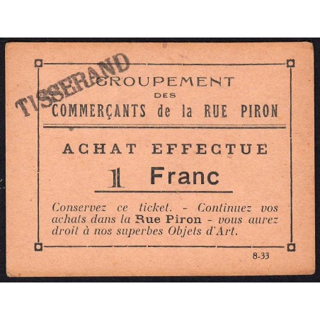 21 - Dijon - Rue Piron - 1 franc - Type Bb - 1930/1935 - Etat : SPL