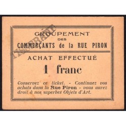 21 - Dijon - Rue Piron - 1 franc - Type Bd - 1930/1935 - Etat : SPL