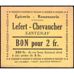 21 - Santenay - Epicerie Lefert Chevaucher - 2 francs - 1920/1930 - Etat : SPL+