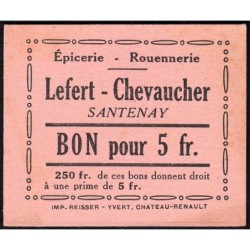 21 - Santenay - Epicerie Lefert Chevaucher - 5 francs - 1920/1930 - Etat : SPL+