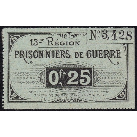 15 - Pirot 20 - Aurillac - Prisonniers de guerre - 0,25 franc - 1916 - Etat : TTB+