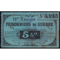 15 - Pirot 20 - Aurillac - Prisonniers de guerre - 5 francs - 1916 - Etat : TB+