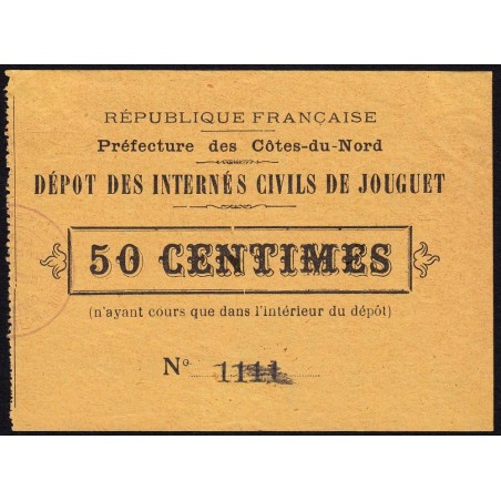 22 - Pirot 03 - Jouguet - Internés civils - 50 centimes - 1914 - Etat : SUP