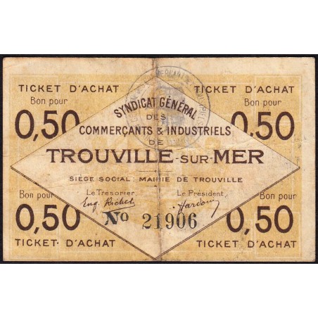 14 - Pirot 10 - Trouville - 50 centimes - Type a - 22/07/1920 - Etat : TB