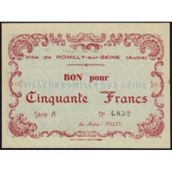 10 - Romilly-sur-Seine - Kolsky 101 - 50 francs - Série A - 24/06/1940 - Etat : SUP+