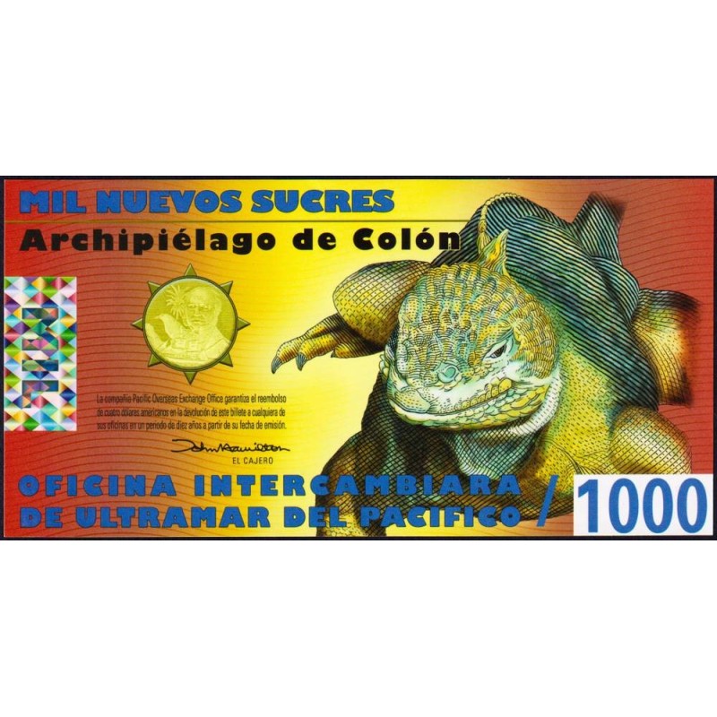 Equateur - Iles Galapagos - 1'000 sucres - Sans série - 23/09/2011 - Polymère - Etat : NEUF