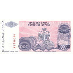 Bosnie-Herzégovine - Pick 154 - 100'000 dinara - Série A - 1993 - Etat : NEUF