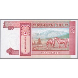Mongolie - Pick 55 - 20 tugrik - Série AA - 1993 - Etat : SPL