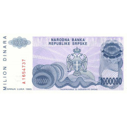 Bosnie-Herzégovine - Pick 155 - 1'000'000 dinara - Série A - 1993 - Etat : NEUF