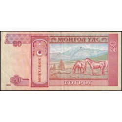 Mongolie - Pick 63b - 20 tugrik - Série AD - 2002 - Etat : TTB