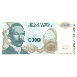 Bosnie Herzegovine - Pick 154 - 100'000'000 dinara - 1993 - Etat : NEUF