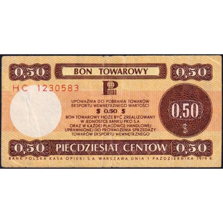 Pologne - Pick FX 39_2 - 50 centow - Série HC - 01/10/1979 - Etat : TB