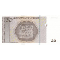 Bosnie-Herzégovine - Pick 82a - 20 convertible maraka - Série E - 2012 - Etat : NEUF