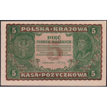 Pologne - Pick 24_2 - 5 marek - Emission II - Série CC - 23/08/1919 - Etat : pr.NEUF