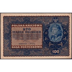 Pologne - Pick 27_2 - 100 marek - Emission IG - Série W - 23/08/1919 - Etat : SUP