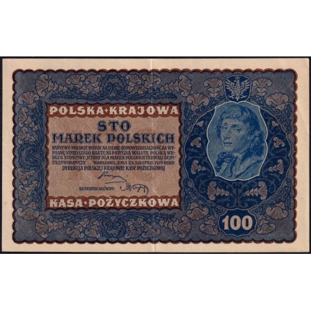 Pologne - Pick 27_2 - 100 marek - Emission IH - Série E - 23/08/1919 - Etat : SUP+