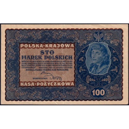 Pologne - Pick 27_2 - 100 marek - Emission IH - Série E - 23/08/1919 - Etat : SUP