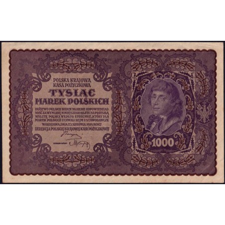 Pologne - Pick 29_1b - 1'000 marek - Emission I - Série AC - 23/08/1919 - Etat : SPL