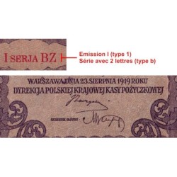 Pologne - Pick 29_1b - 1'000 marek - Emission I - Série BZ - 23/08/1919 - Etat : TTB+