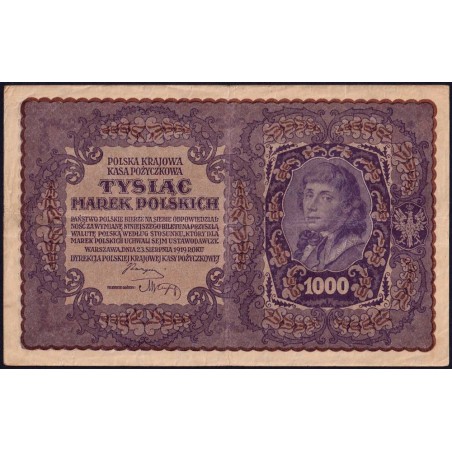 Pologne - Pick 29_2a - 1'000 marek - Emission II - Série C - 23/08/1919 - Etat : TTB-