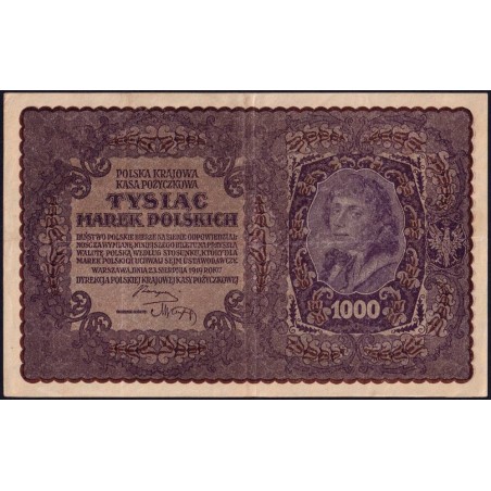 Pologne - Pick 29_2a - 1'000 marek - Emission II - Série S - 23/08/1919 - Etat : TTB