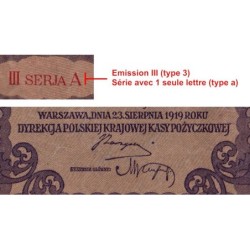 Pologne - Pick 29_3a - 1'000 marek - Emission III - Série A - 23/08/1919 - Etat : TTB