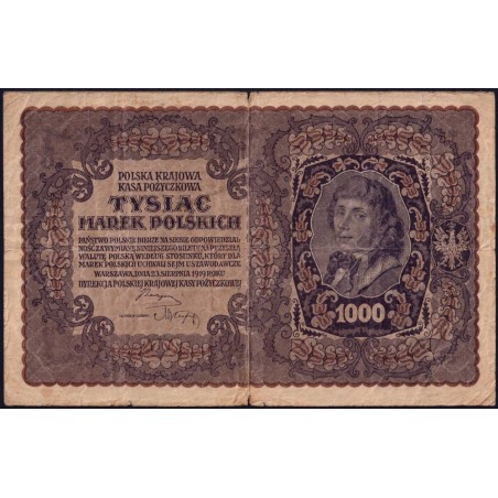 Pologne - Pick 29_3a - 1'000 marek - Emission III - Série D - 23/08/1919 - Etat : TB-