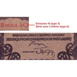 Pologne - Pick 29_3b - 1'000 marek - Emission III - Série AC - 23/08/1919 - Etat : TTB+