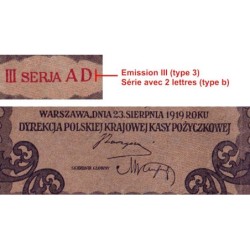 Pologne - Pick 29_3b - 1'000 marek - Emission III - Série AD - 23/08/1919 - Etat : TTB+