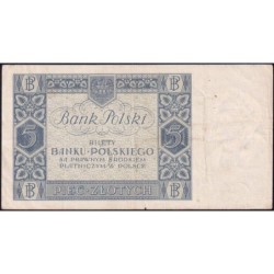 Pologne - Pick 72_2 - 5 zlotych - Série DT - 01/01/1930 - Etat : TTB