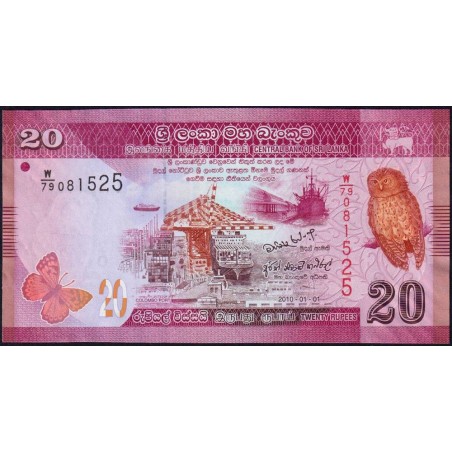 Sri-Lanka - Pick 123a - 20 rupees - Série W/79 - 01/01/2010 - Etat : NEUF