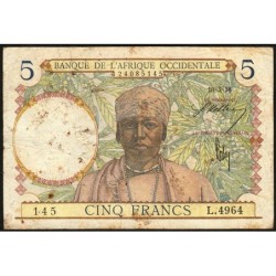 AOF - Pick 21_b3 - 5 Francs - Série L.4964 - 10/03/1938 - Etat : B-