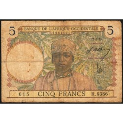 AOF - Pick 21_b4 - 5 Francs - Série R.6386 - 27/04/1939 - Etat : B-