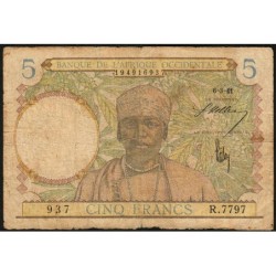 AOF - Pick 25_1 - 5 Francs - Série R.7797 - 06/03/1941 - Etat : B-