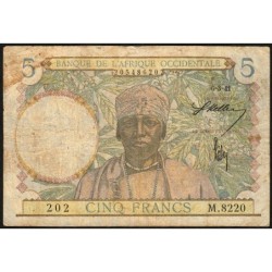 AOF - Pick 25_1 - 5 Francs - Série M.8220 - 06/03/1941 - Etat : B-