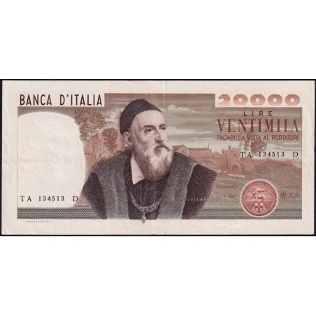 Italie - Pick 104 - 20'000 lire - Lettre A - Série TA D - 21/02/1975 - Etat : TTB+ à SUP