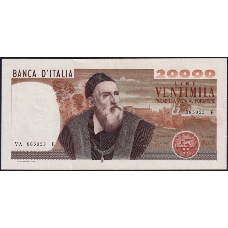 Italie - Pick 104 - 20'000 lire - Lettre A - Série VA E - 21/02/1975 - Etat : SUP+ à SPL