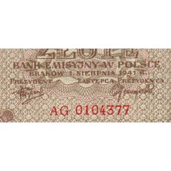 Pologne - Pick 100 - 2 zlote - Série AG - 01/08/1941 - Etat : NEUF