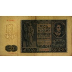 Pologne - Pick 102 - 50 zlotych - Série A - 01/08/1941 - Etat : TTB+