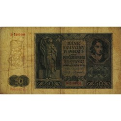 Pologne - Pick 102 - 50 zlotych - Série B - 01/08/1941 - Etat : TB-