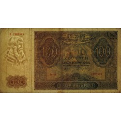 Pologne - Pick 103 - 100 zlotych - Série A - 01/08/1941 - Etat : TTB