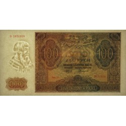 Pologne - Pick 103 - 100 zlotych - Série D - 01/08/1941 - Etat : NEUF