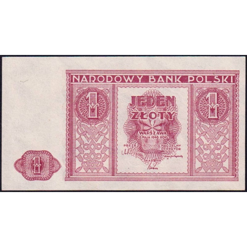 Pologne - Pick 123 - 1 zloty - Sans série - 15/05/1946 - Etat : pr.NEUF