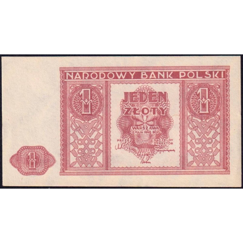 Pologne - Pick 123 - 1 zloty - Sans série - 15/05/1946 - Etat : pr.NEUF