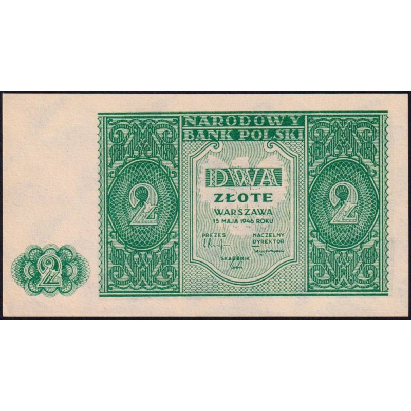 Pologne - Pick 124 - 2 zlote - Sans série - 15/05/1946 - Etat : NEUF