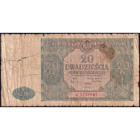 Pologne - Pick 127_1 - 20 zlotych- Série B - 15/05/1946 - Etat : AB