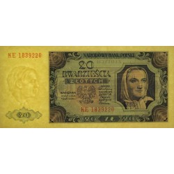 Pologne - Pick 137_3b2 - 20 zlotych - Série KE - 01/07/1948 - Etat : NEUF