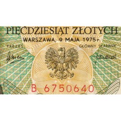 Pologne - Pick 142a_1 - 50 zlotych - Série B - 09/05/1975 - Etat : TTB