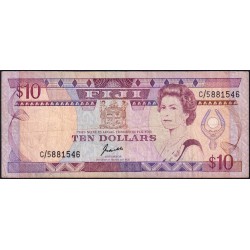 Fidji - Pick 92a - 10 dollars - Série C/5 - 1989 - Etat : TB